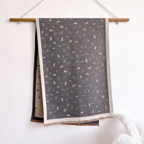 Gray/White Butterflies ReversibleWrap