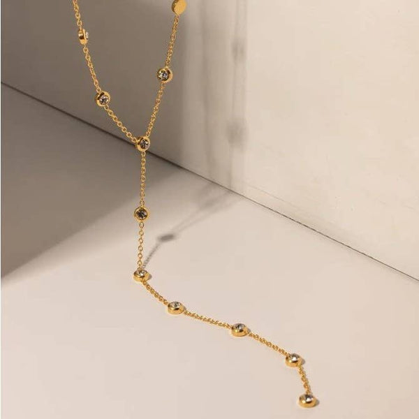 CZ Circle Bubble Y Necklace