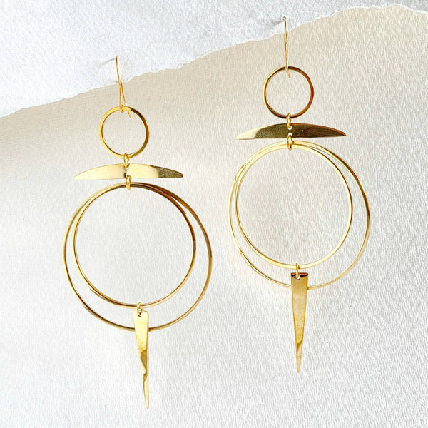 Brass Hoop Chandelier Earrings