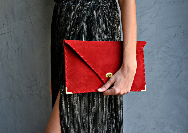 Symmetria Soft Clutch - Red - Statements Boutique