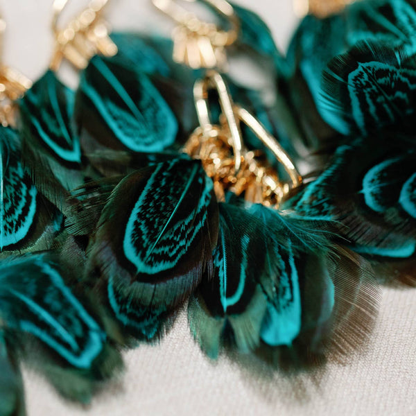 Peacock Feather Tassel Earrings