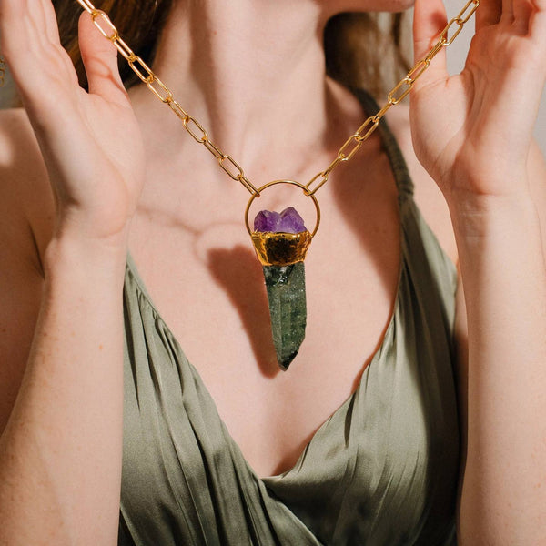 Long Amethyst & Gold Necklace