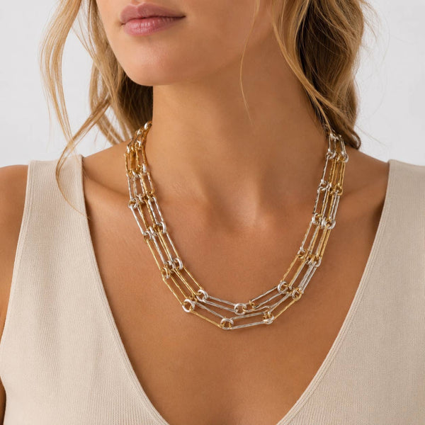 Two-Tone Link Layered Necklace