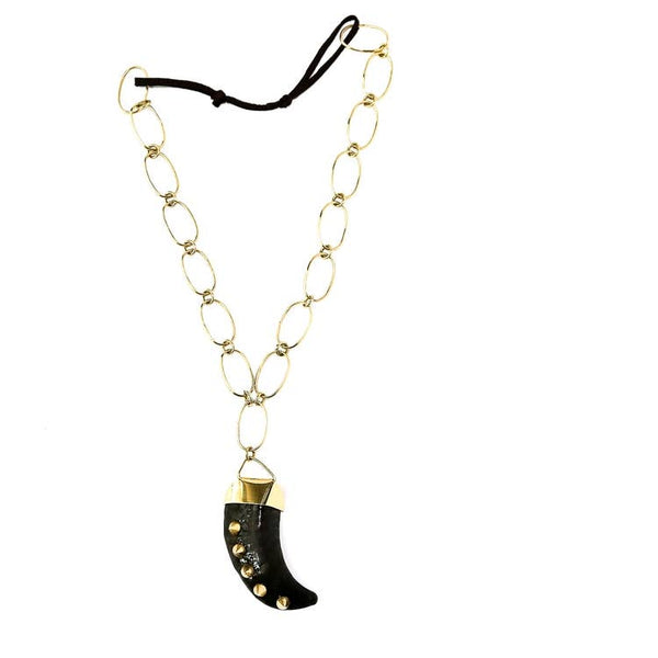 Brass Horn Chain Link Necklace - Statements Boutique
