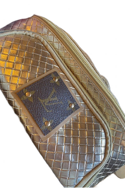 Upcycled LV Travel Makeup Bag - Gold