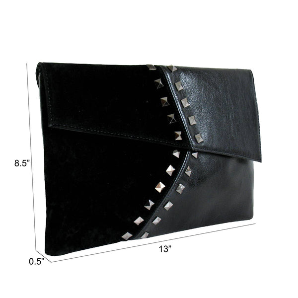 Color Block Stud Clutch - Black - Statements Boutique
