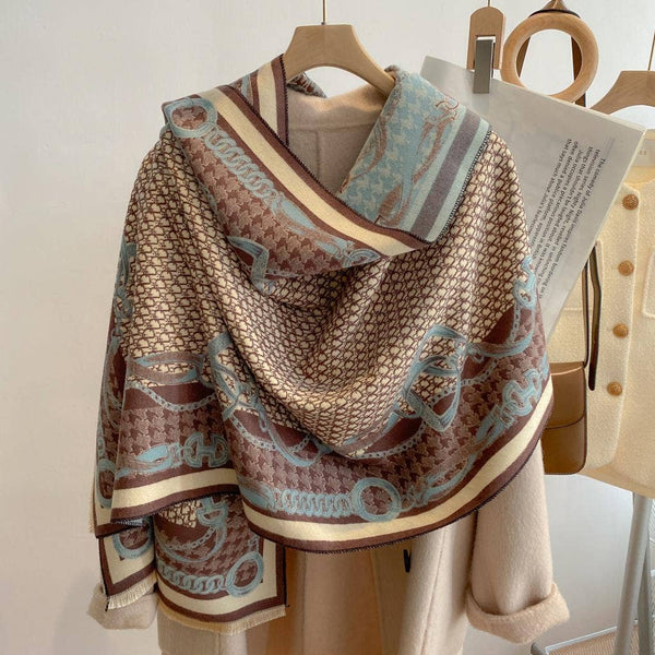 Equestrian Blue / Beige Reversible Wrap