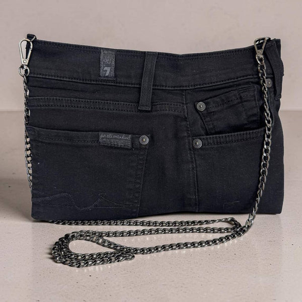 7FAM Upcycled Jean Clutch With Removable Chain
