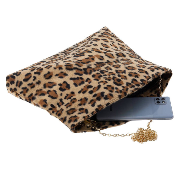 Faux Fur Leopard Foldover Clutch - Statements Boutique