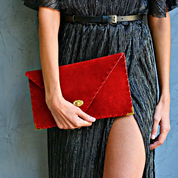 Symmetria Soft Clutch - Red - Statements Boutique