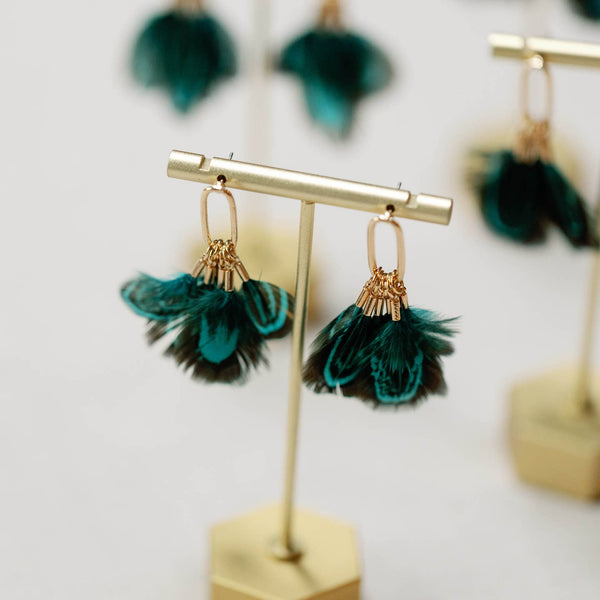 Peacock Feather Tassel Earrings