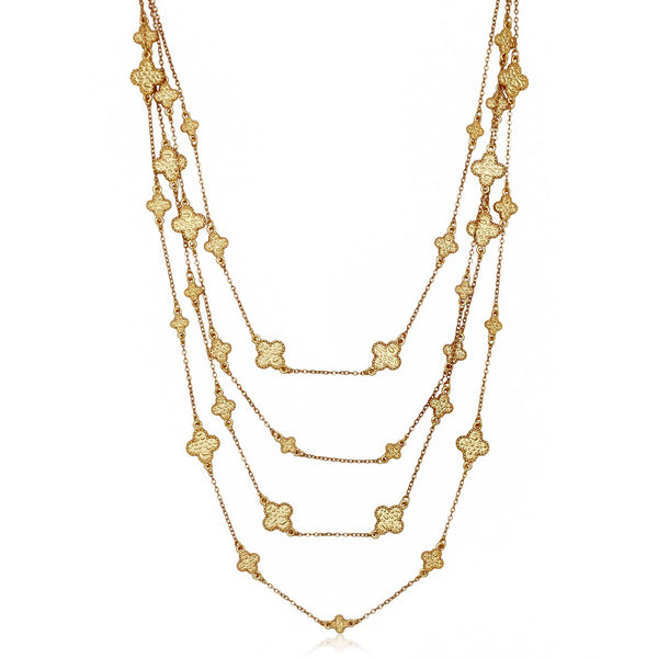 Molten Clover Layered Necklace - 24K GP