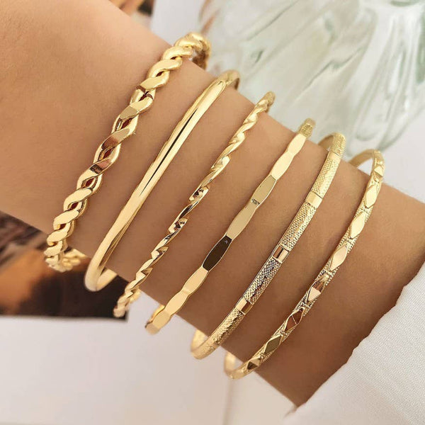 Gold Bangle Layered Set
