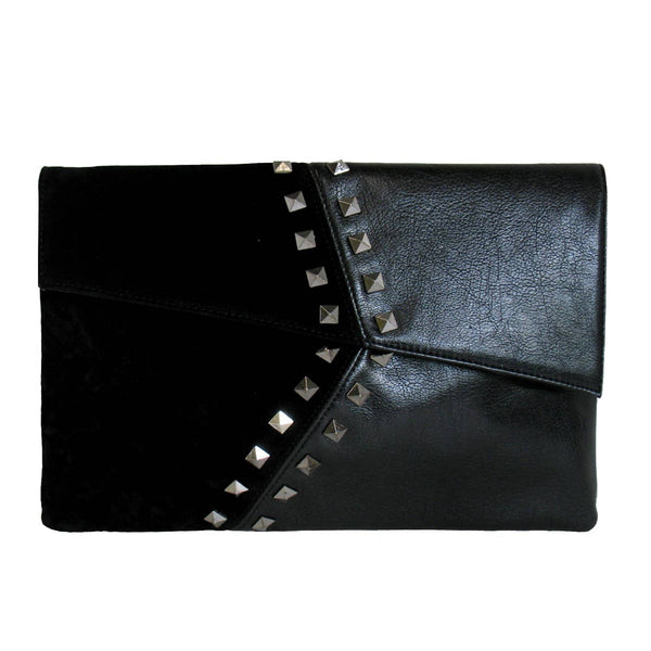 Color Block Stud Clutch - Black - Statements Boutique