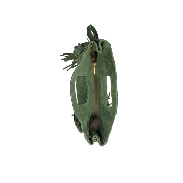 Marion Green Suede Leather Handbag