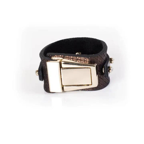 Leather Cuff With Crystal Studs