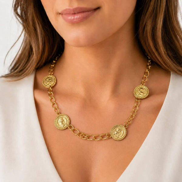 Gold Coin & Chain Necklace