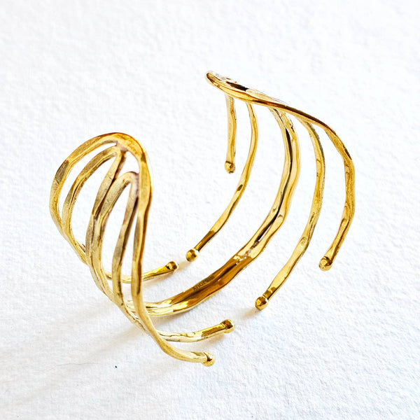 Brass Handcrafted Open Design Cuff - Statements Boutique