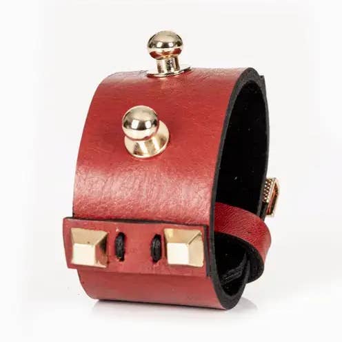 Red Leather Cuff Bracelet