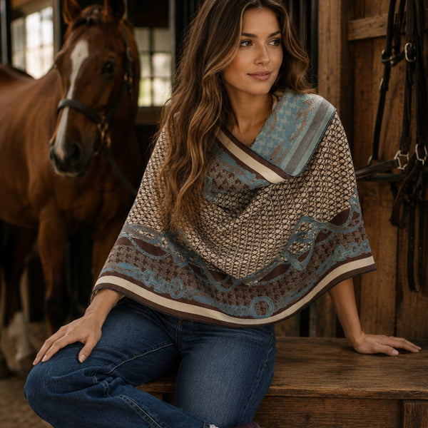 Equestrian Blue / Beige Reversible Wrap