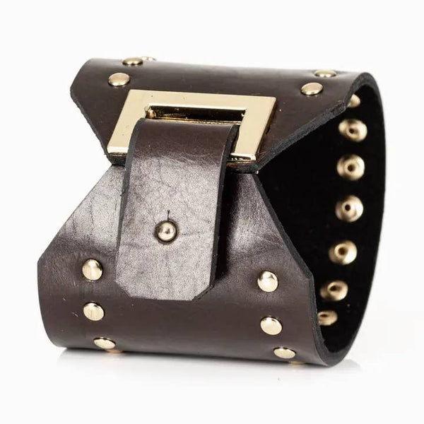 Brown Leather Riveted Cuff