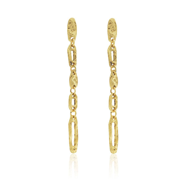 Linear Drop Textured Earring - Gold