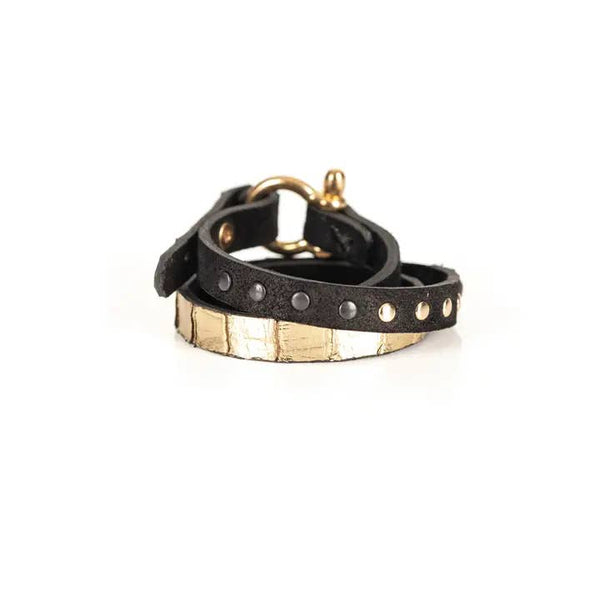 Gold Foil Leather Wrap Bracelet