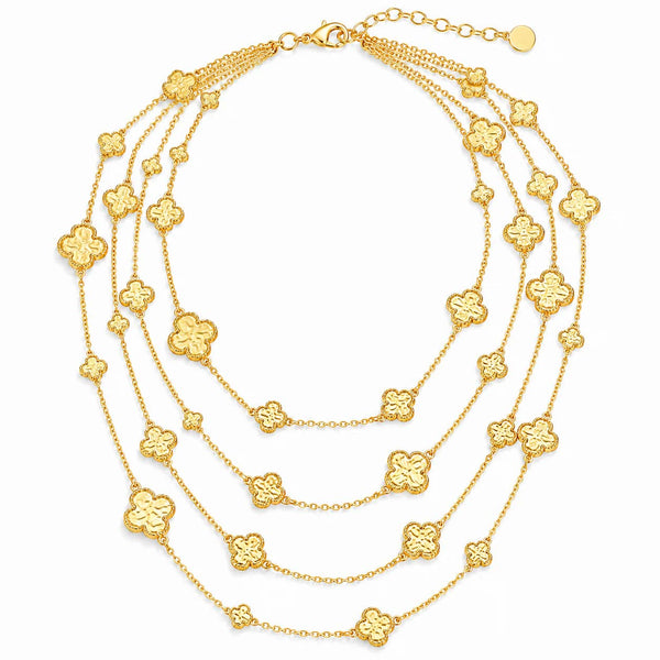 Molten Clover Layered Necklace - 24K GP