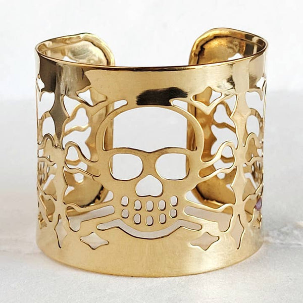 Brass Skull Cuff Bracelet - Statements Boutique