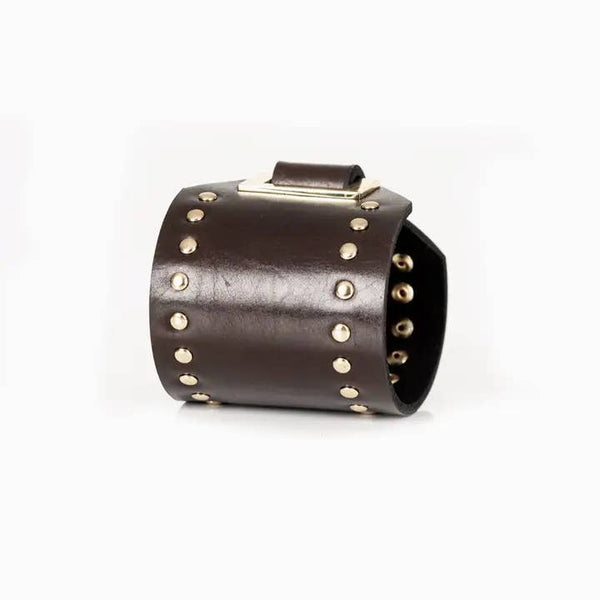 Brown Leather Riveted Cuff