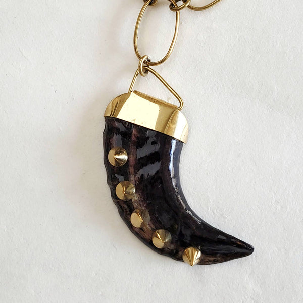 Brass Horn Chain Link Necklace - Statements Boutique