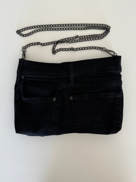 7FAM Upcycled Jean Clutch With Removable Chain