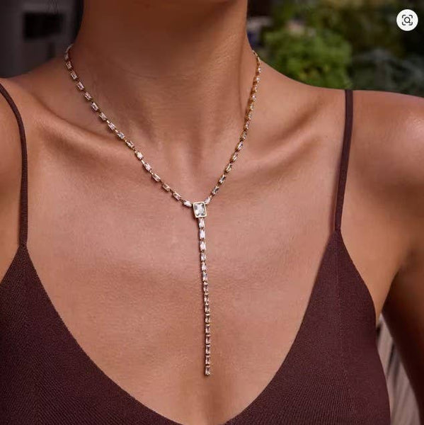 Emerald CZ Y Necklace
