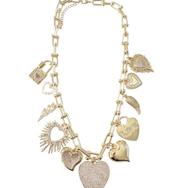 Fancy Heart Charm Necklace - Statements Boutique