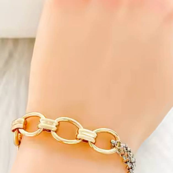 Two Tone Link and Lock Bracelet