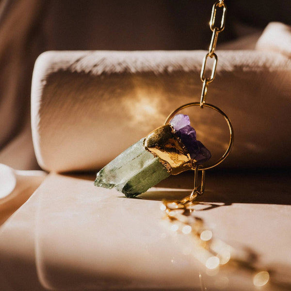 Long Amethyst & Gold Necklace