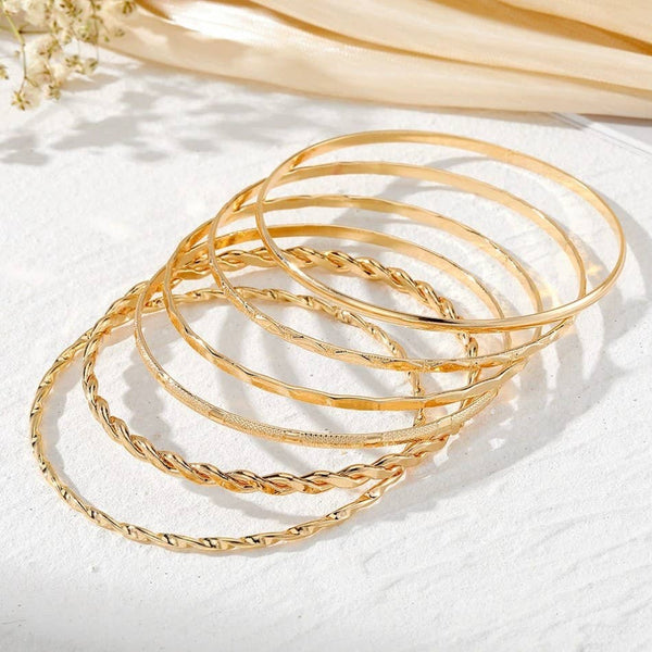 Gold Bangle Layered Set