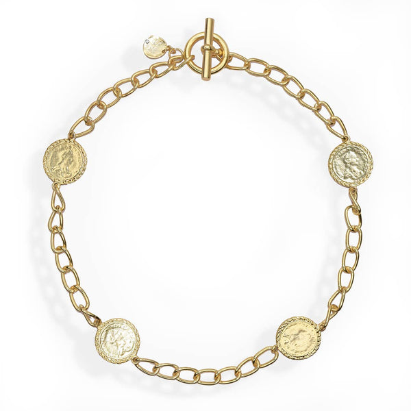 Gold Coin & Chain Necklace