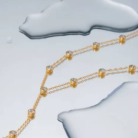 CZ Circle Bubble Y Necklace