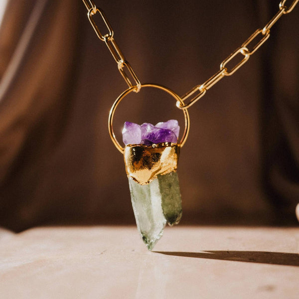 Long Amethyst & Gold Necklace