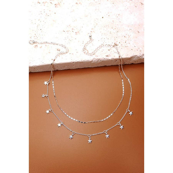 Delicate Double Layer Star Drop Necklace