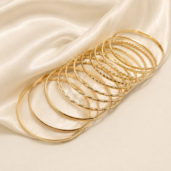 Gold Tone Multi-Pattern Bangles