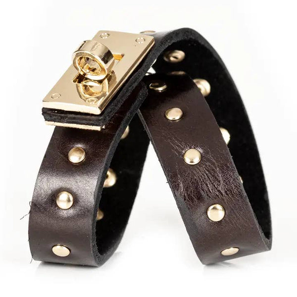 Lock Stud Leather Cuff