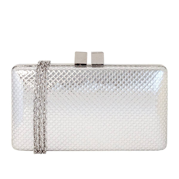 Metallic Hard Case Clutch - Silver - Statements Boutique