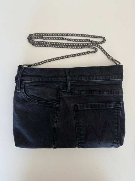 Mother Upcycled Jean Clutch With Removable Chain