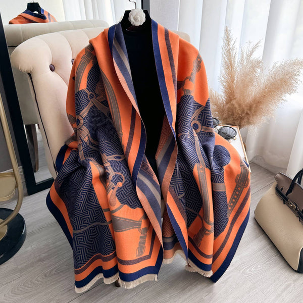 Equestrian Orange / Blue Reversible Wrap