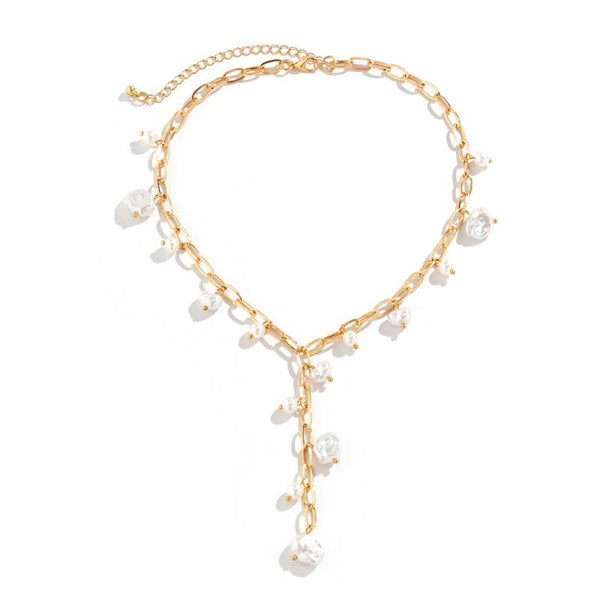 Boho Y Pearl Station Necklace