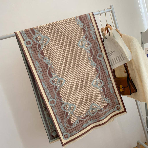 Equestrian Blue / Beige Reversible Wrap