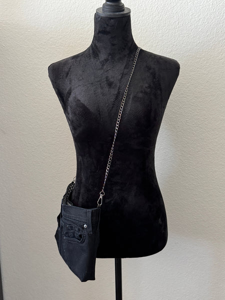 7FAM Upcycled Jean Clutch With Removable Chain
