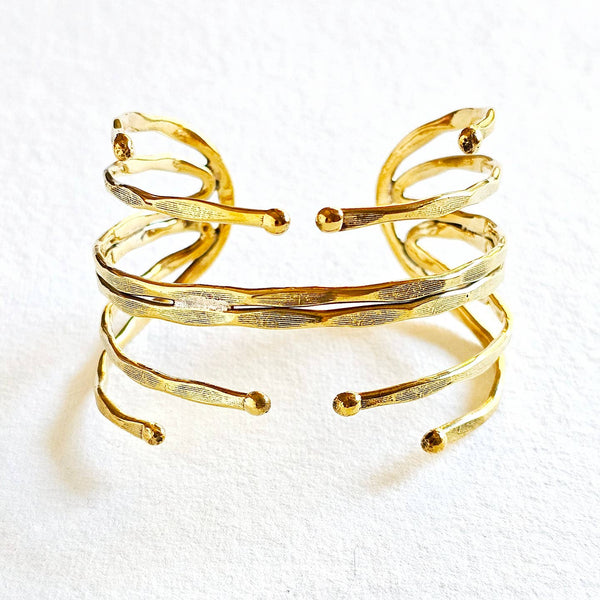 Brass Handcrafted Open Design Cuff - Statements Boutique